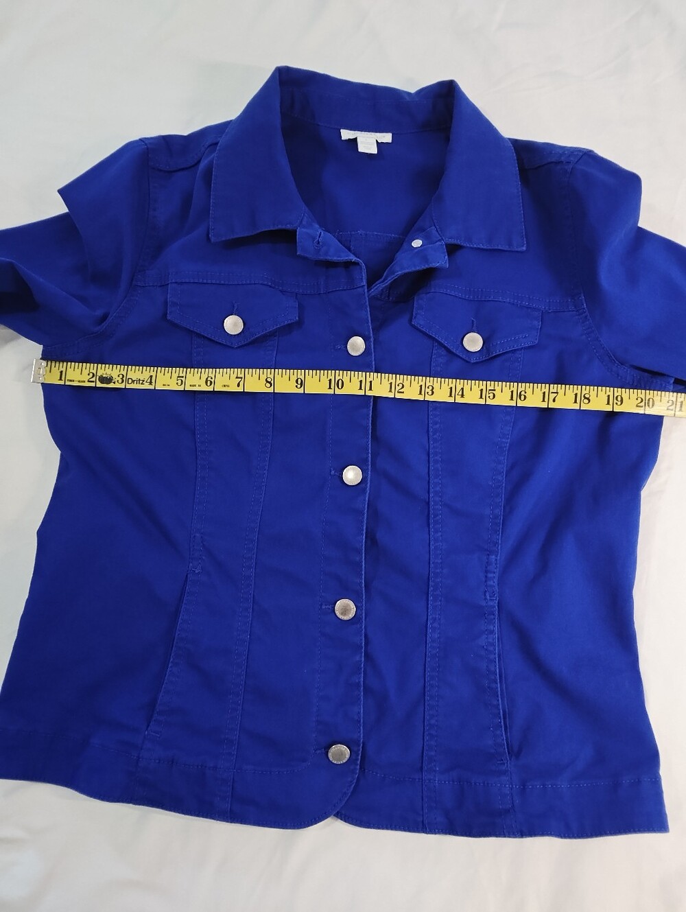 Charter Club Royal Blue Jean Jacket Style Cotton Blend Jacket, Size L - Picture 8 of 9